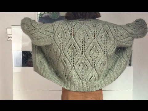 Шикарный кардиган узором « Листья» из толстой пряжи. Шикарный кардиган узором « Листья» из толстой пряжи.