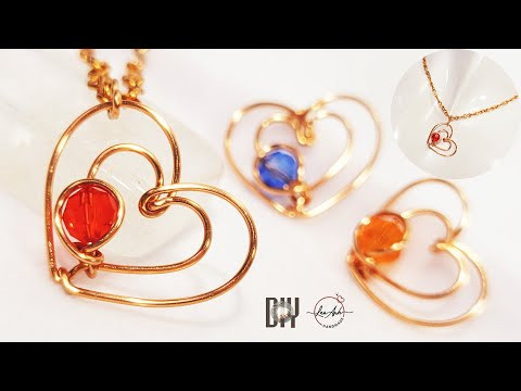 Making lovely simple wire jewelry | Double heart pendant tutorial 1028