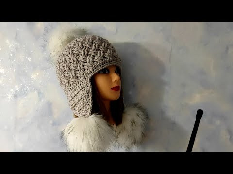 ШАПОЧКА С УШКАМИ КРЮЧКОМ. Шапка с ушками для начинающих. ШАПОЧКА С УШКАМИ КРЮЧКОМ. Шапка с ушками для начинающих.