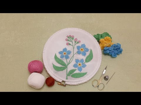 Вышивка гладью для начинающих. Вышиваем незабудки.stitch embroidery for beginners. Вышивка гладью для начинающих. Вышиваем незабудки.stitch embroidery for beginners.