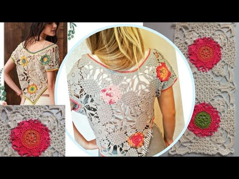 Какая прелесть этот квадрат крючком. Удивительное решение летней кофты. Какая прелесть этот квадрат крючком. Удивительное решение летней кофты.