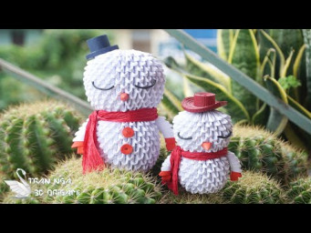 3d origami Christmas snowman tutorial | Tutorial de mu&ntilde;eco de nieve de origami 3d