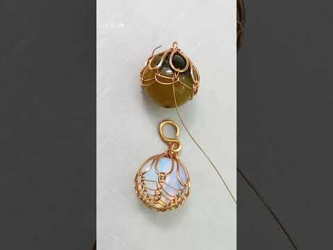 How to make wire cage for spherical stone - Lantern pendant  #shortsvideo #diy