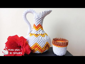 paper pitcher showpieces for home | tutorial de jarra de origami 3d