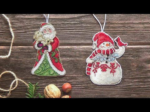 "Snowman With Cardinal" и "Best Friend Santa" от Mill Hill
