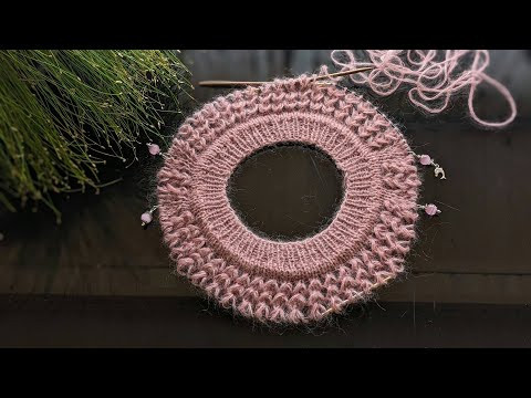 Ажурний джемпер спицями. Частина 1. Комір. Імітація кетлювання. Ажурний джемпер спицями. Частина 1. Комір. Імітація кетлювання.