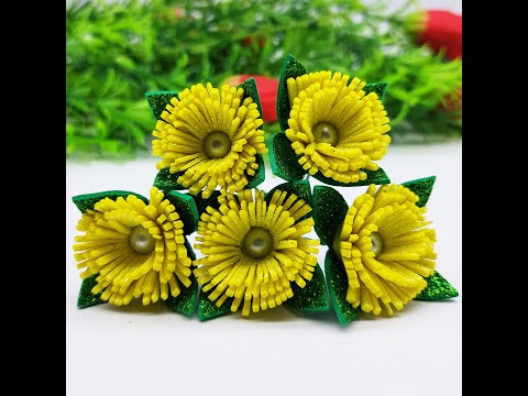 Foamiran Flower | Wall Decoration Ideas With Glitter Paper Flower | DIY Handmade Crafts
