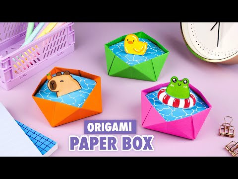 Оригами Коробочка Бассейн с Капибарой, Лягушкой и Уткой из бумаги | Origami Paper Box Capybara Оригами Коробочка Бассейн с Капибарой, Лягушкой и Уткой из бумаги | Origami Paper Box Capybara