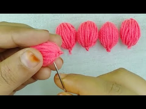 Easy Woolen Flower Making Idea - Amazing Wool Flower Craft - DIY Wool Thread Design