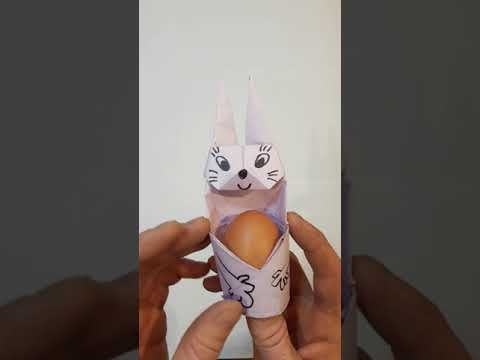 Пасхальный кролик из бумаги, подставка для яйца #Shorts Пасхальный кролик из бумаги, подставка для яйца #Shorts
