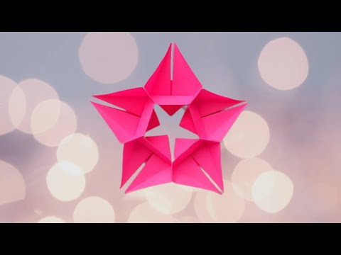 Оригами на День Победы 9 мая объёмная пятиконечная звезда