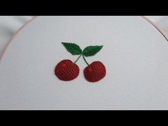 3D Embroidery | How to embroider cherries | detached stitch