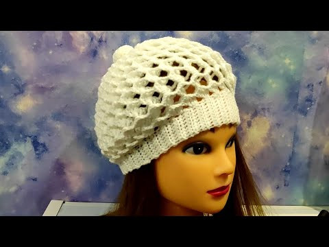 Шапочка-берет узором 3Д крючком. Беретик для начинающих. Шапочка-берет узором 3Д крючком. Беретик для начинающих.