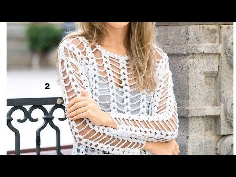 Crochet pattern of air loops for a sweater - Узор крючком из воздушных петель  для джемпера