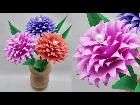 Simple and Beautiful Paper Flowers | DIY Stick Flowers | Home Decor | Paper Crafts