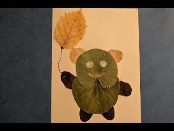Поделка из осенних листьев для школы - Медведь | Autumn leaf craft