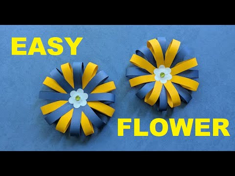 Easy paper flower | Як зробити квітку зі смужок паперу | Об'ємні квіти своїми руками
