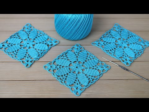 Вязание для начинающих КВАДРАТНЫЙ МОТИВ крючком МАСТЕР-КЛАСС Crochet Easy Flower Square Motif Вязание для начинающих КВАДРАТНЫЙ МОТИВ крючком МАСТЕР-КЛАСС Crochet Easy Flower Square Motif