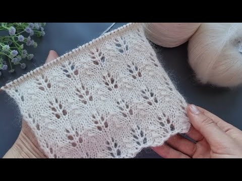 Простой ажурный узор спицами + Схема Простой ажурный узор спицами + Схема