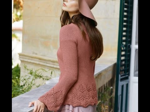 Утонченный элегантный джемпер с ажурной каймой Утонченный элегантный джемпер с ажурной каймой