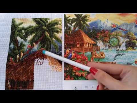 #64 Вышивка крестиком. Процесс LETISTITCH "Жизнь острова". Отчет №1