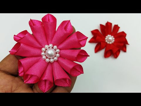 Ribbon Flower Making Easy Tutorial | Wall Decoration Ideas With Ribbon | DIY Ribbon Crafts Ribbon Flower Making Easy Tutorial | Wall Decoration Ideas With Ribbon | DIY Ribbon Crafts