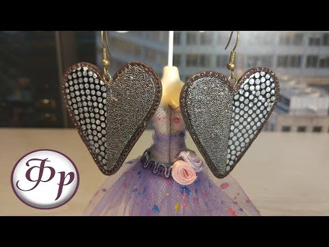 Серьги сердечки из полимерной глины. Используем дизайны для ногтей
