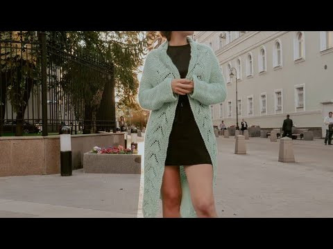 Вязаный кардиган спицами "Афелия" без швов. Вяжем кардиган от воротника!