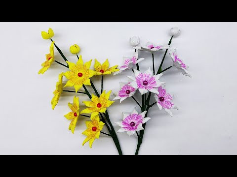 Foam Paper Flower | Wall Decoration Ideas With Glitter Flower | DIY Foam Sheet Crafts