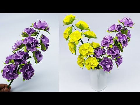 Flowers From Foamiran DIY - How To Make Flowers From Glitter Foamiran - Flores de fomi