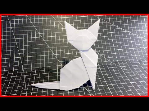 Оригами КОШКА. Пошаговая схема как сделать поэтапно из бумаги а4 без клея и ножниц