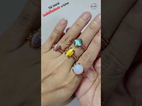 Prong ring with small cabochon - Free tutorial video link above the title