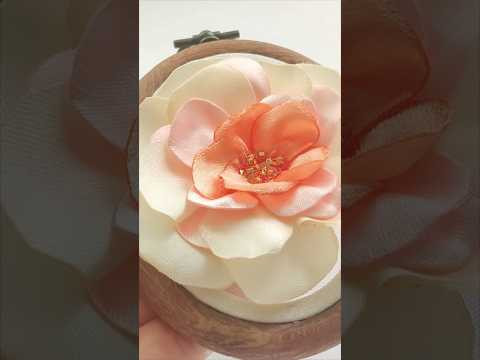 Satin ribbon flower embroidery #handmade #embroidery #satinribbonrose Satin ribbon flower embroidery #handmade #embroidery #satinribbonrose