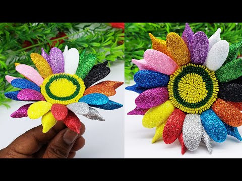 Colorful Valentine's Day Gift Ideas | Glitter Foam Sheet Paper Flower | DIY Handmade Crafts