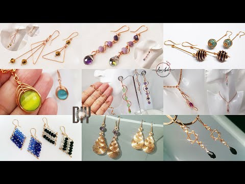 Jewelry making for beginners | 9 simple earrings use copper wire and beads Jewelry making for beginners | 9 simple earrings use copper wire and beads