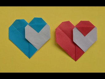 Валентинка с двумя сердечками оригами | Double origami heart | Valentine's Day Craft