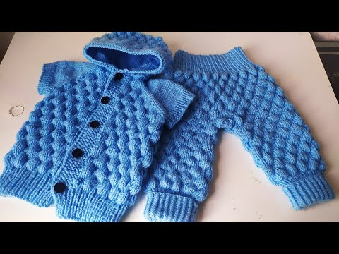 комплект кофточка и штанишки спицами пузырьки. часть 1. комплект кофточка и штанишки спицами пузырьки. часть 1.