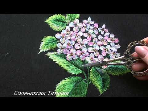 Вышивка гладью. Анонс курса ветка гортензии Вышивка гладью. Анонс курса ветка гортензии