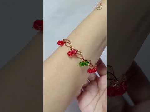 Cherries bracelet - Free tutorial video link above the title  #shortsvideo #wireworks