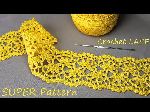 Beautiful and easy to CROCHET LACE for beginners PATTERN SCHEME Ленточное кружево крючком КАЙМА