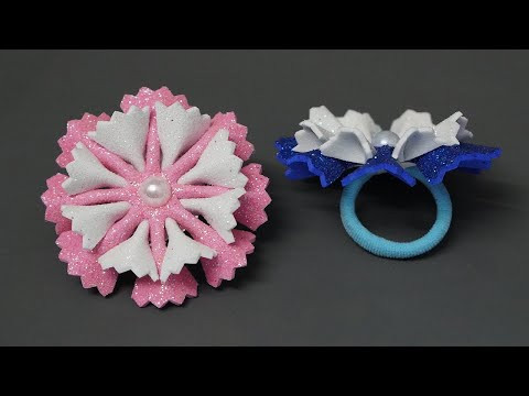 DIY Kanzashi Flower Hairclip | Glitter Foam Sheet Hair Accessories | Art and Craft