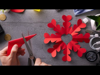 ✂️ Как сделать украшение с сердечками из бумаги ❄️❤️ Поделки своими руками легко и просто