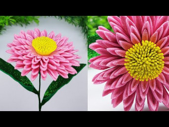 Foamy Paper Flower | Room Decoration Ideas With Glitter Paper Flower | DIY Handmade Crafts