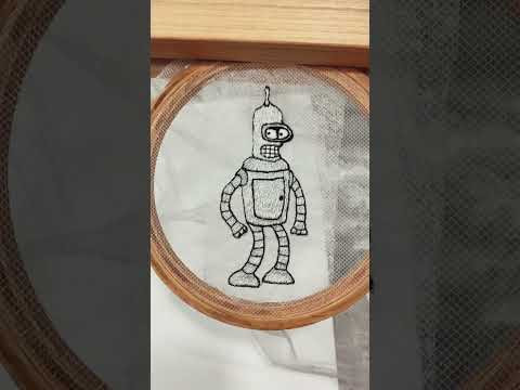 Embroidered Bender from the Fututama. Appliqué for a t-shirt. #shortsyoutube Embroidered Bender from the Fututama. Appliqué for a t-shirt. #shortsyoutube