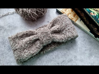 Повязка на голову спицами! Вяжем из букле