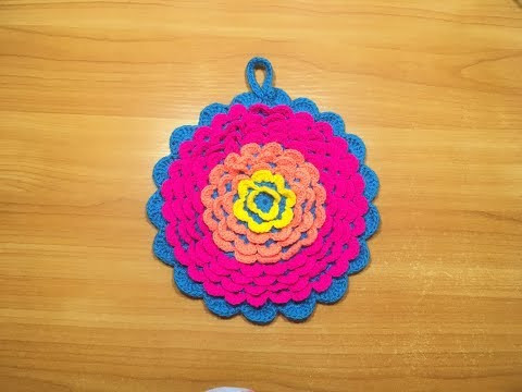 Как вязать прихватку-цветок крючком/How to knit tack-crochet flower Как вязать прихватку-цветок крючком/How to knit tack-crochet flower