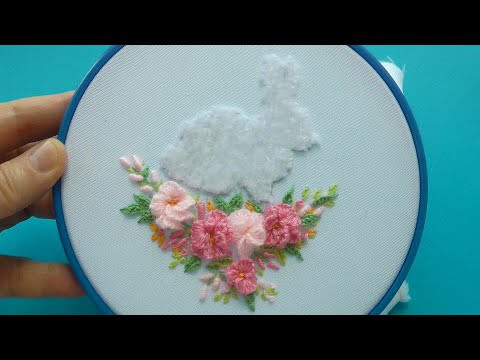 Learn to embroider a rabbit and flowers in an easy way - Learn to embroider a rabbit and flowers in an easy way -