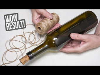 I took a bottle & twine and created super-rustic craft! Twine-wrapped bottle decor