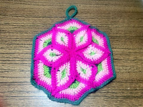 Красивая прихватка на 8 марта крючком/Beautiful crochet potholder for March 8 Красивая прихватка на 8 марта крючком/Beautiful crochet potholder for March 8