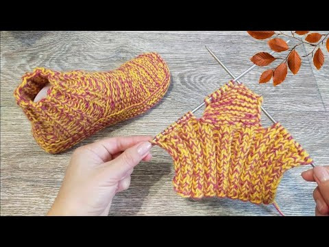 Теплые осенние следки спицами